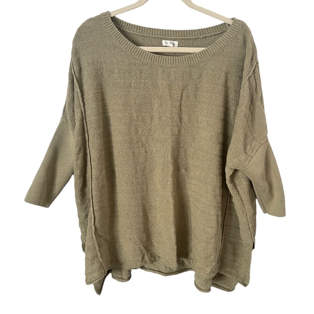 Anthropologie Pilcro Soft Olive Green Crewneck Cotton Blend Sweater M
